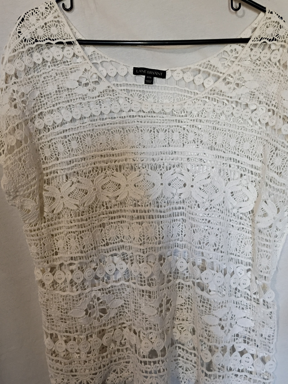 Lane Bryant White Crochet Lace Women's Top 14/16